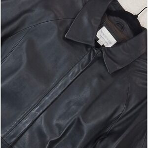 Worthington Women Genuine Lambskin Leather Jacket Black XL Classic Minimalist